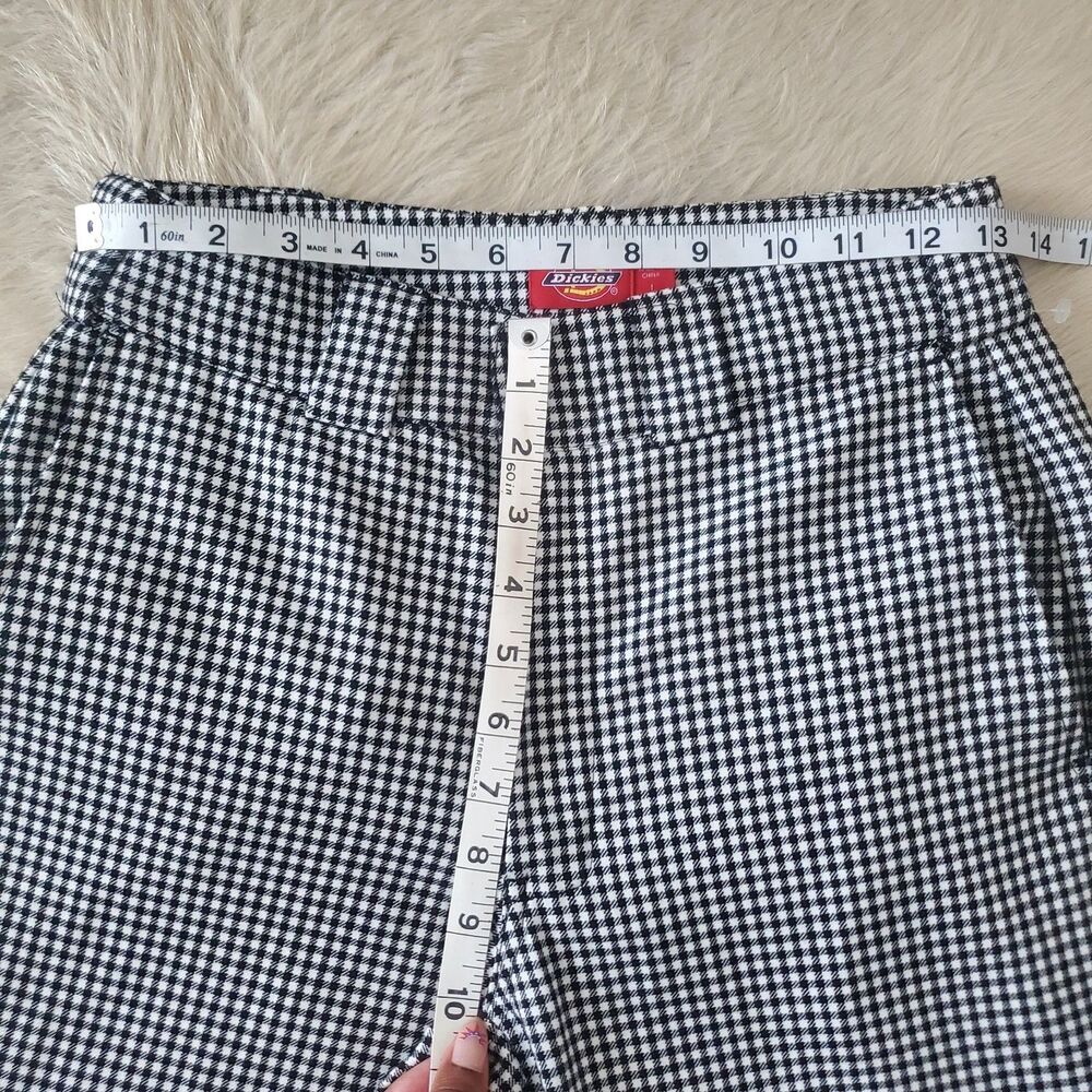 Dickies Women's Pants Size 1 Black White Gingham Cropped Rolled Hem Vintage Vibe - Picture 6 of 9